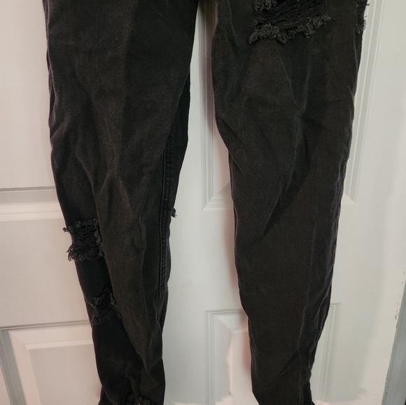 American Eagle Black Distressed Skinny Jeans Size 0 - Picture 6 of 8